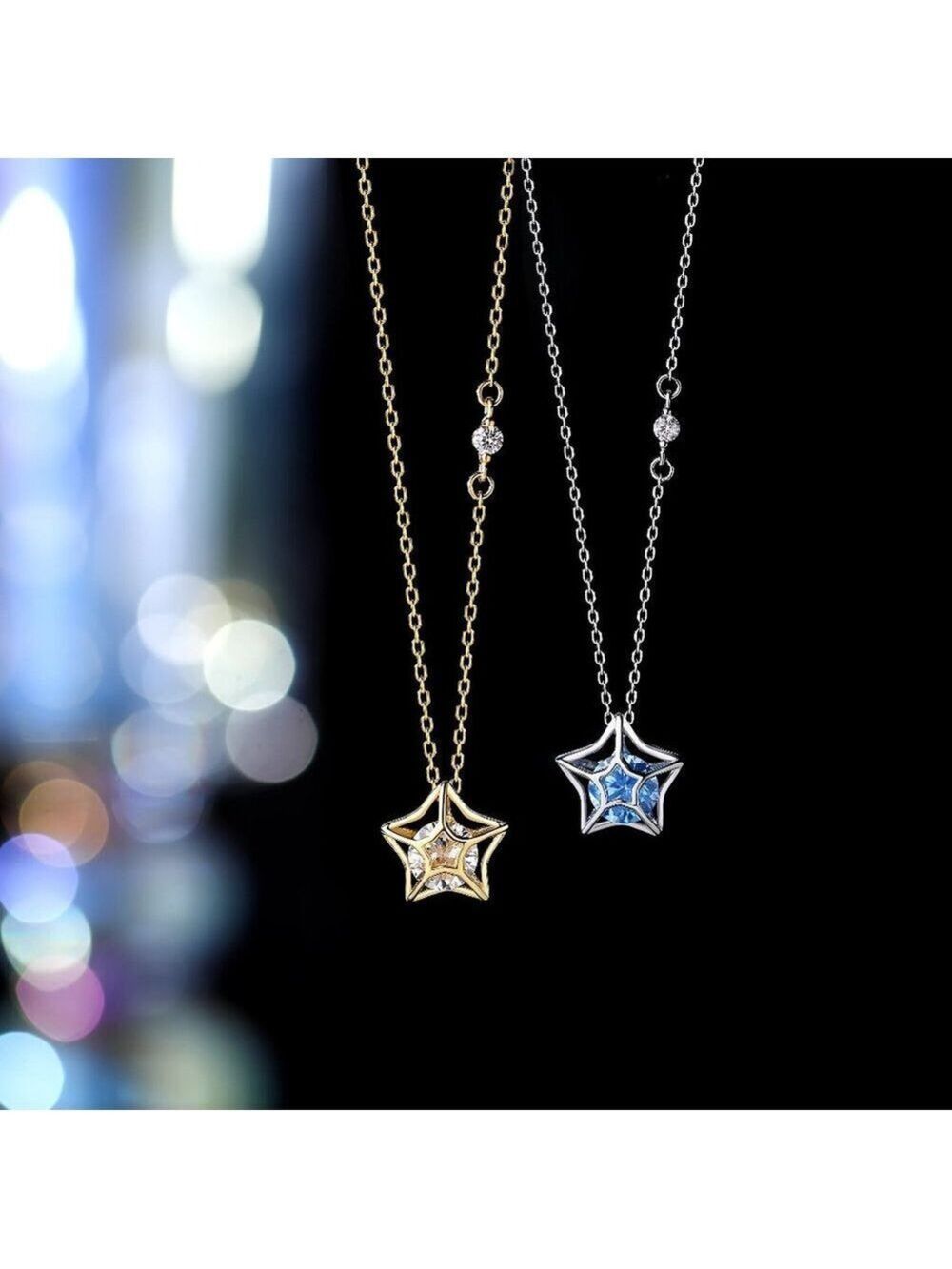 Brilliant Star with Crystals Dainty Pendant Adjustable Necklace Sterling Silver
